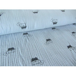 Double Gauze Musselin Bär pastell rauchblau